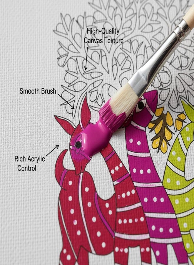 HOBBY INDIA مجموعة لوحة الرسم على قماش من هوبي إنديا للأطفال والكبار | هدية فنية وحرفية يدوية للأولاد والبنات | تصميمات فنية هندية يدوية جاهزة | ديكور للمنزل، غرفة النوم، غرفة المعيشة والمكتب (12 × 9 بوصة) (عزيزي) - Image 4